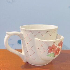 Vintage Papel Designed Hand Decorated Tea Floral Cup w/ Bag Holder Made In Japan